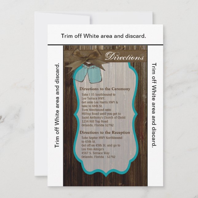 3.5x6-riktningskort Mason Burk Initialer Rustic Inbjudningar (Framsida)