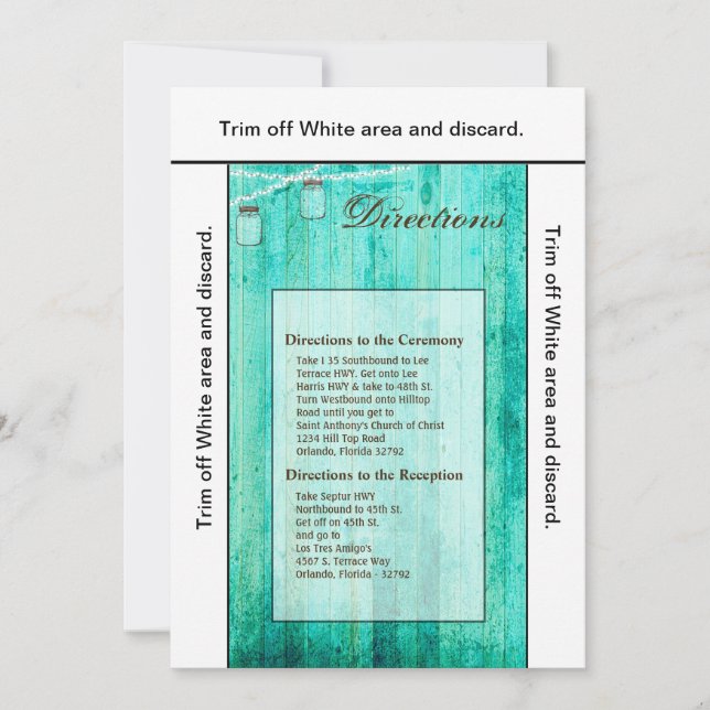 3.5x6 Riktningskort Mason Burk String Ljus Wood Inbjudningar (Framsida)