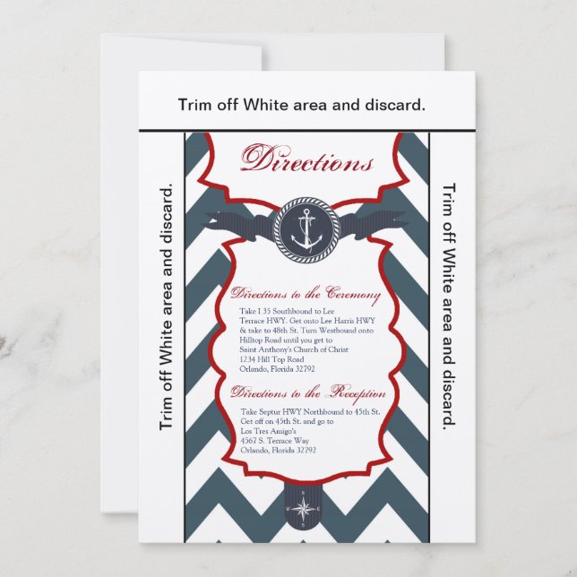 3.5x6 Riktningskort Nautilus Ankar Kompass Ocea Inbjudningar (Framsida)