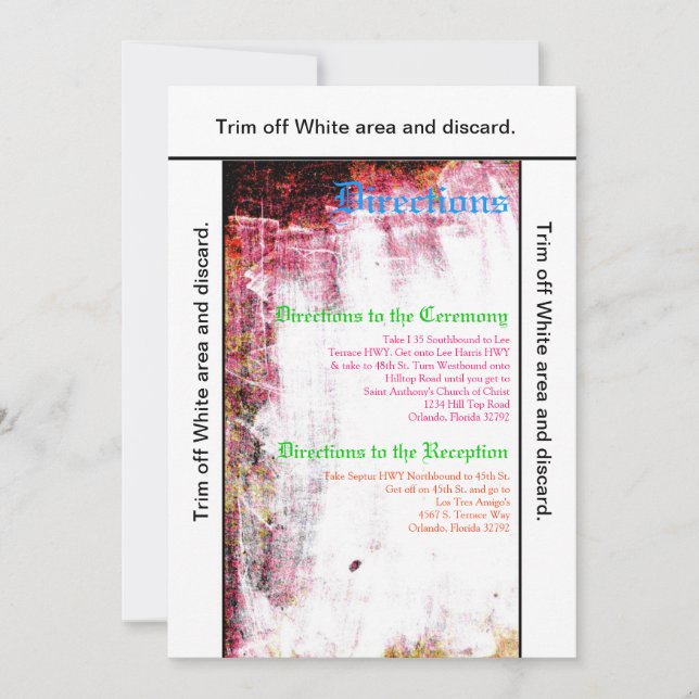 3,5x6 riktningskort Neon Grunge Scratch Färg Inbjudningar (Framsida)