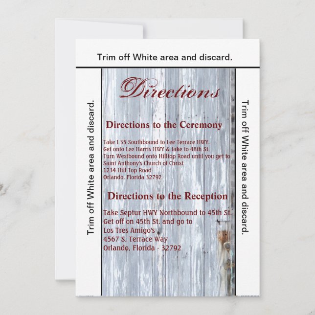 3,5x6-riktningskort Vit Tvättat dörr för trästråd  Inbjudningar (Framsida)