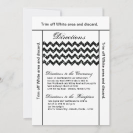 3,5x6-riktningskortet Black Glitter Chevron Rand Inbjudningar