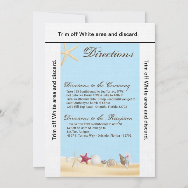 3,5x6-Snäckor för riktningskort Beach Sand Ocean Inbjudningar (Framsida)