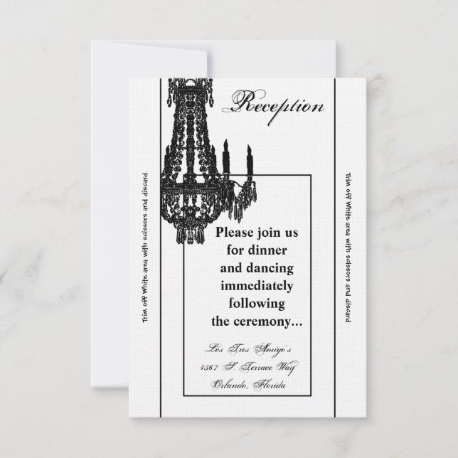 3.5x7-kort Crystal Chandelier Glitz Glam Inbjudningar (Framsida)