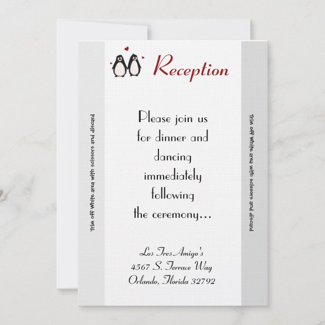 3,5x7 Mottagarkort Pingvin Kärlekspar Inbjudningar (Framsida)