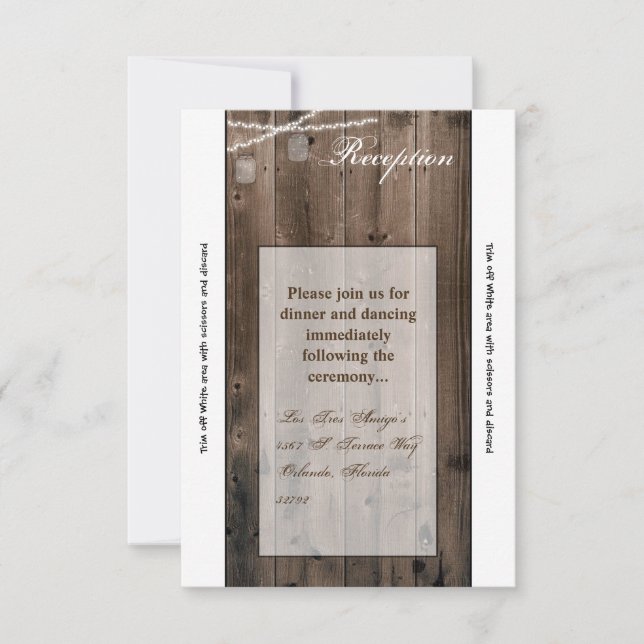 3,5x7 Mottagningskort Murade Glasburkar Stränglykt Inbjudningar (Framsida)