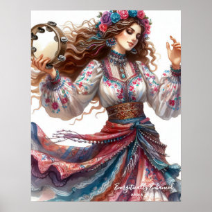*~* 3 A100 Psychic Boho Gypsy Tambourine Dancer Poster