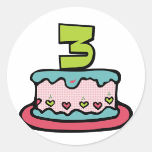 3 Ålderskaka Runt Klistermärke