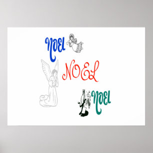 3 Änglar Blopping Trumpet Praying Noel Poster