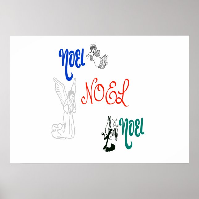 3 Änglar Blopping Trumpet Praying Noel Poster (Framsidan)