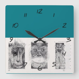 3 apor kinesiskt nyårstidsbock för zodiac fyrkantig klocka