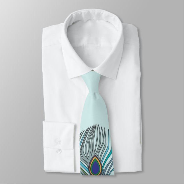3 AquaFeathers Peacock Tie 4 Bröllop eller när som Slips (Bunden)