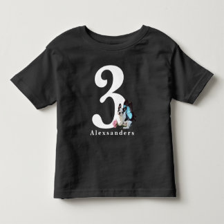 3 år gammal, 3:e födelsedag Cute Hund Butterfly Fa T Shirt