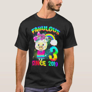 3 år gammal 3:e födelsedagen Cute Gris Girl Fabulo T Shirt