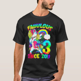 3 år gammal 3:e födelsedagen Unicorn Girl Fabulous T Shirt