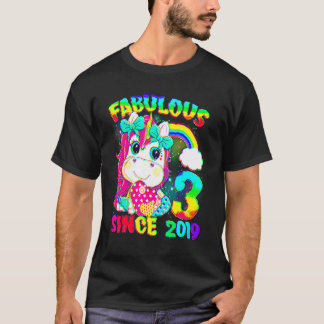 3 år gammal 3:e födelsedagen Unicorn Girl Fabulous T Shirt