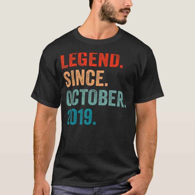 3 år gammal 3:e födelsedagspojklegend sedan oktobe t shirt (Framsida)