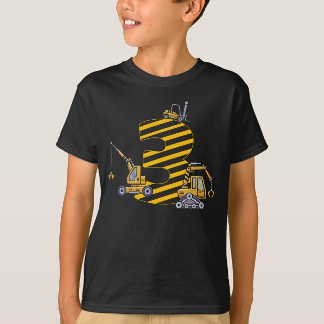 3 år gammal byggplatskran 3 år t shirt (Framsida)