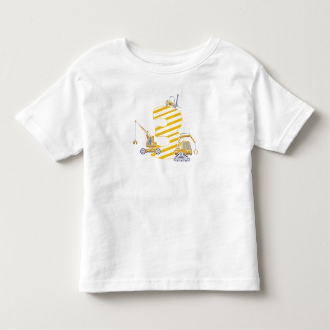3 år gammal byggplatskran 3 år t shirt (Framsida)