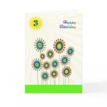 3 år gammal, ett lycklig-blomsterkort