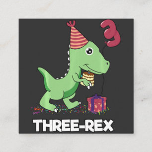 3 år gammal födelsedagstjugodoj dosinosaur tre Rex Fyrkantigt Visitkort