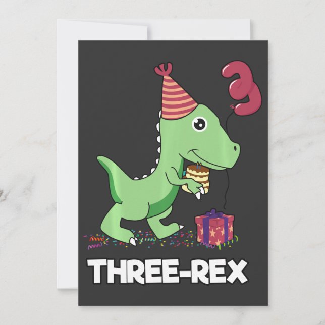 3 år gammal födelsedagstjugodoj dosinosaur tre Rex Inbjudningar (Framsida)
