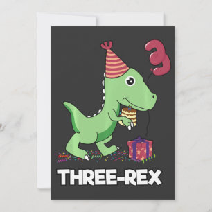 3 år gammal födelsedagstjugodoj dosinosaur tre Rex Inbjudningar