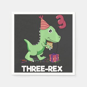 3 år gammal födelsedagstjugodoj dosinosaur tre Rex Pappersservett