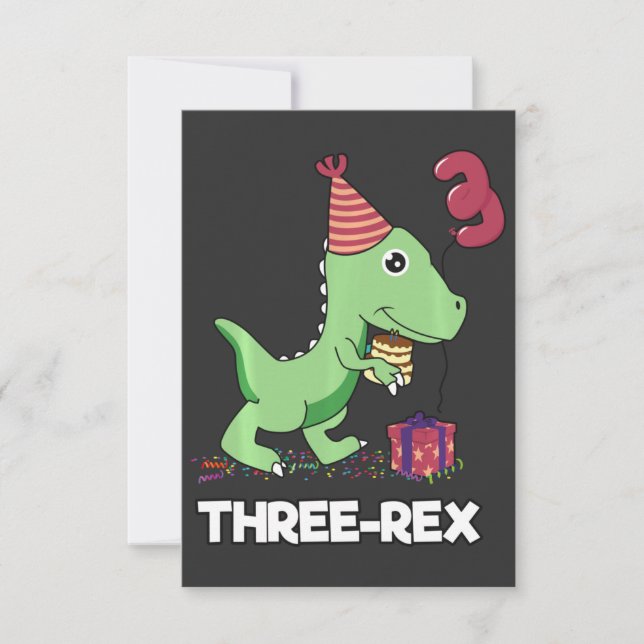 3 år gammal födelsedagstjugodoj dosinosaur tre Rex Tack Kort (Framsida)