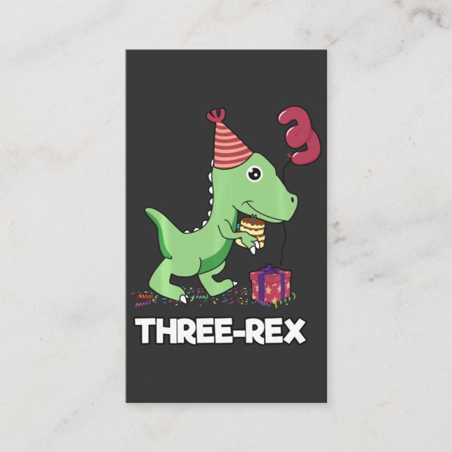 3 år gammal födelsedagstjugodoj dosinosaur tre Rex Visitkort (Framsida)