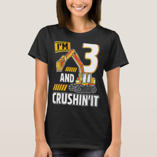 3 år gammal Fordon Construction Excavator Birthda T Shirt