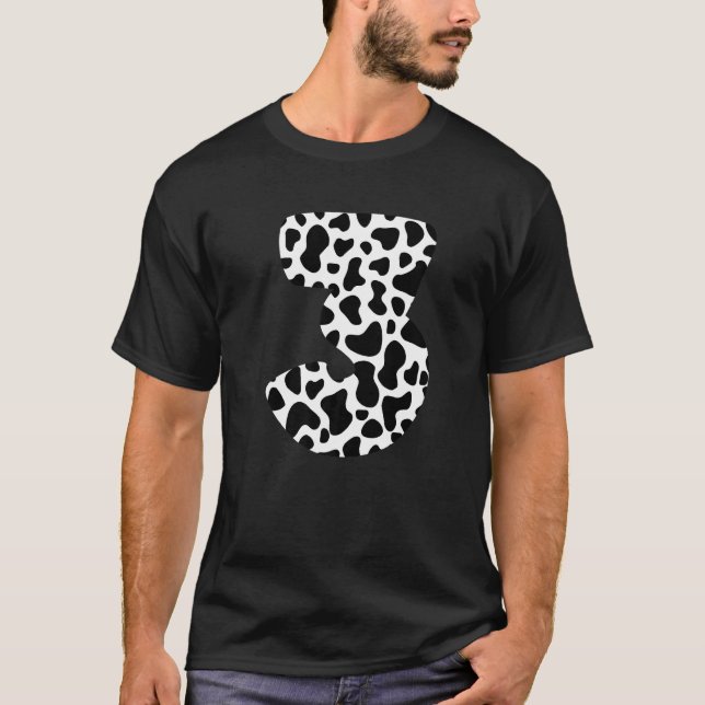3 år gammal ko tema  ko 3-års födelsedagsfest t shirt (Framsida)