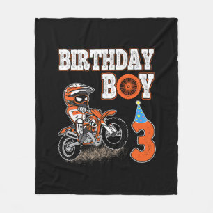 3 år gammal kyld - födelsedagspojke - Dirt Bike - Fleecefilt
