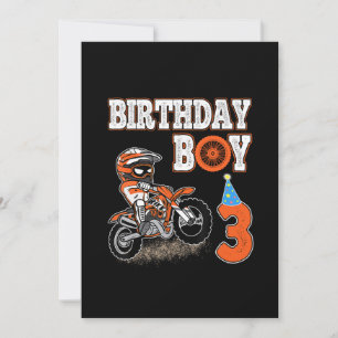 3 år gammal kyld - födelsedagspojke - Dirt Bike - Inbjudningar