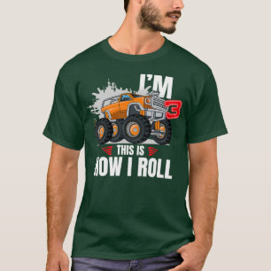 3 år gammal monster Lastbil 3:e födelsedagen 2 T Shirt