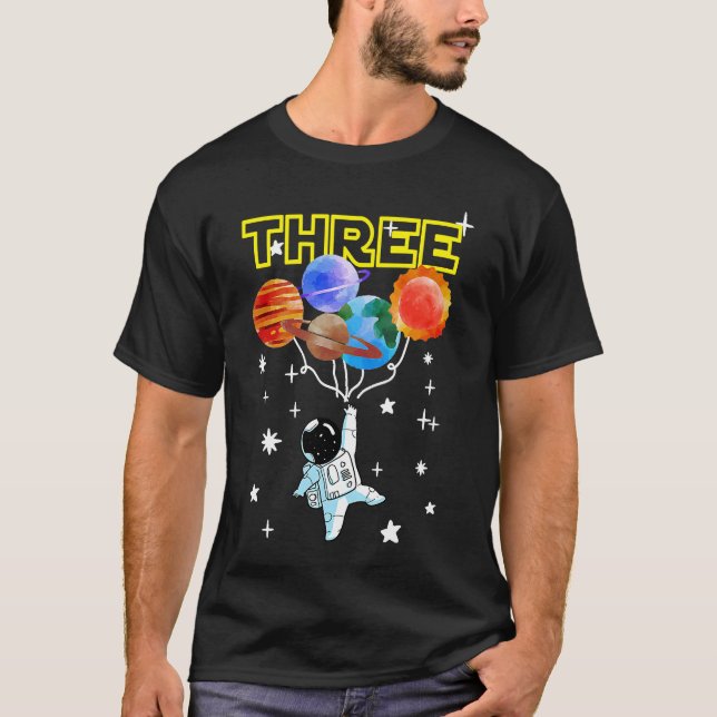 3 år gammal Rymden Födelsedagsfest 3:e födelsedage T Shirt (Framsida)