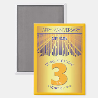3 år | Golden Ray 12 stegs CUSTOM NAMN Magnet