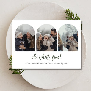 3 Arch Photo Family jul Oh What Roligt Baby Julkort