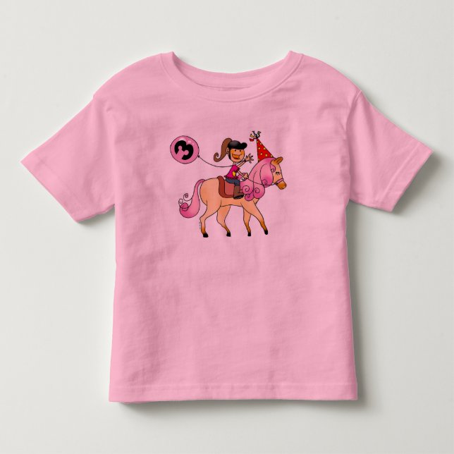 3-årig flicka på en ponny t-shirt (Framsida)