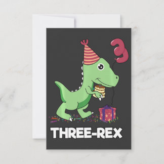 3 Årig Födelsedags Pojke Dinosaurie Tre Rex Barn Tack Kort