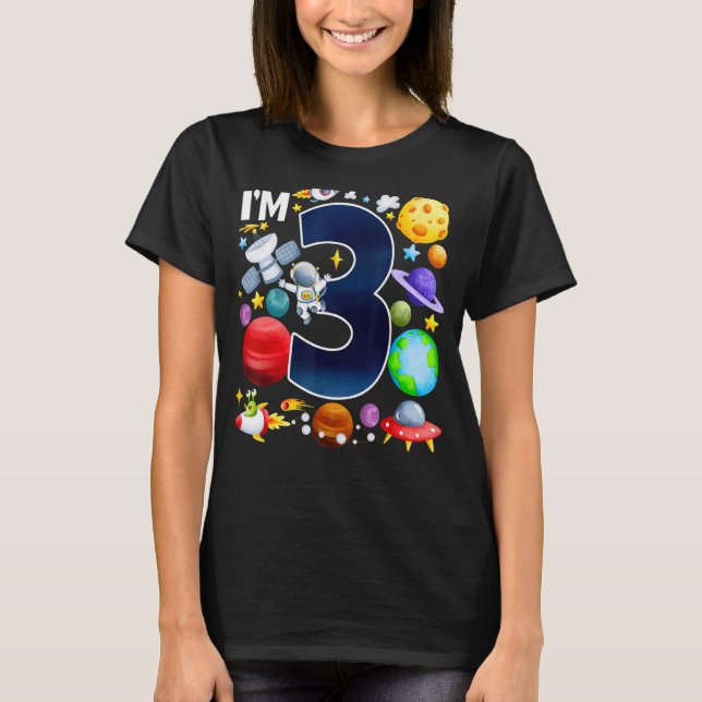 3 års ålder Astronaut Birthday Space 3: e bo T Shirt (Framsida)
