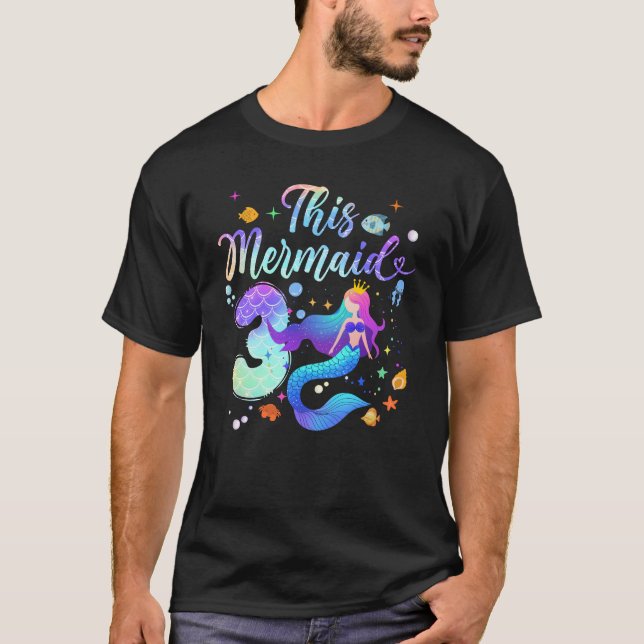 3 års ålder Den här Sjöjungfrun är 3:e födelsedags T Shirt (Framsida)