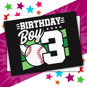 3-års baseball-fest tema 3:e födelsedag pojke vykort