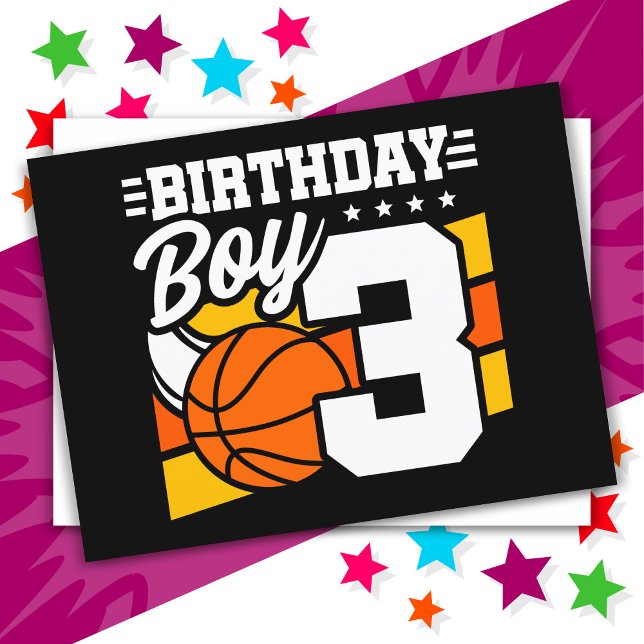 3-Års Baskettema Födelsedagsfest 3:e Födelsedagen  Vykort (Skapare uppladdad)