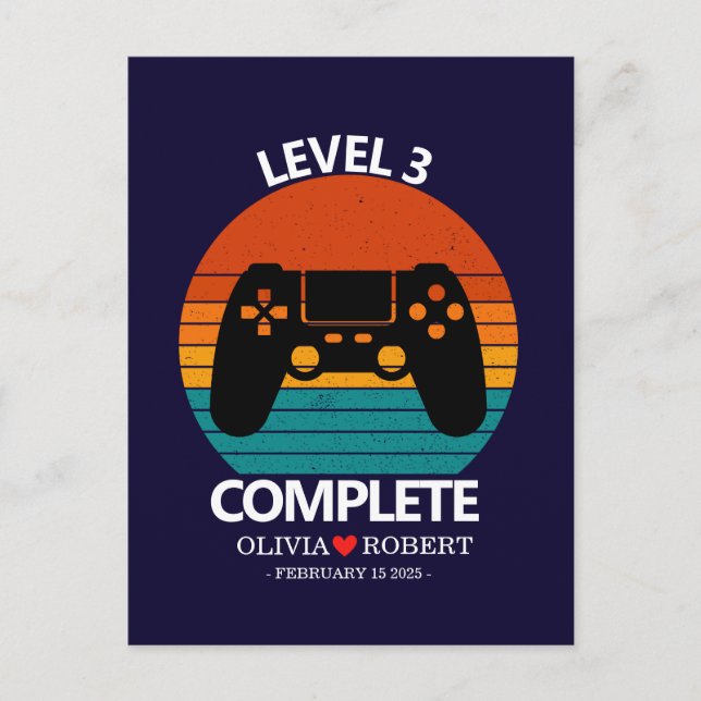 3-års bröllopsdag Anpassad Retro TV-spel  Vykort (Framsida)