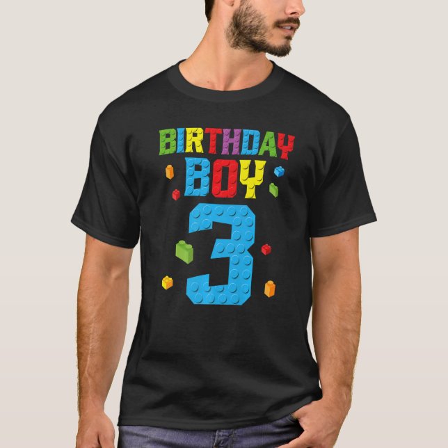 3 års Bygg i Master Builder 3:e födelsedagspojken  T Shirt (Framsida)