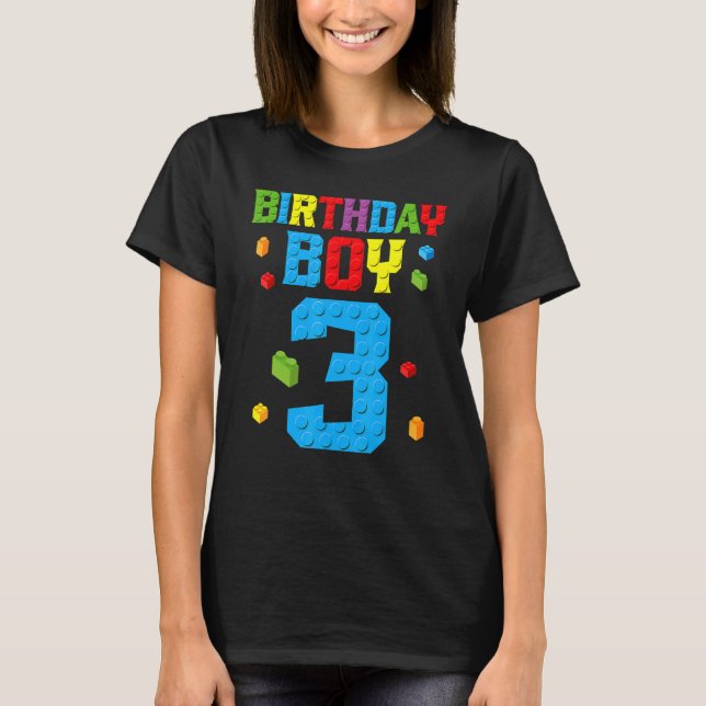 3 års Bygg i Master Builder 3:e födelsedagspojken  T Shirt (Framsida)