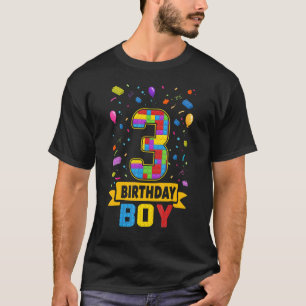 3 års Byggnad blockerar 3: e födelsedagsporgsmatta T Shirt