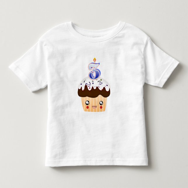 3 års cupkaka T - blå Shirt (Framsida)