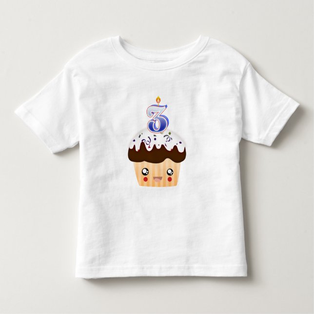 3 års cupkaka T - blå T Shirt (Framsida)